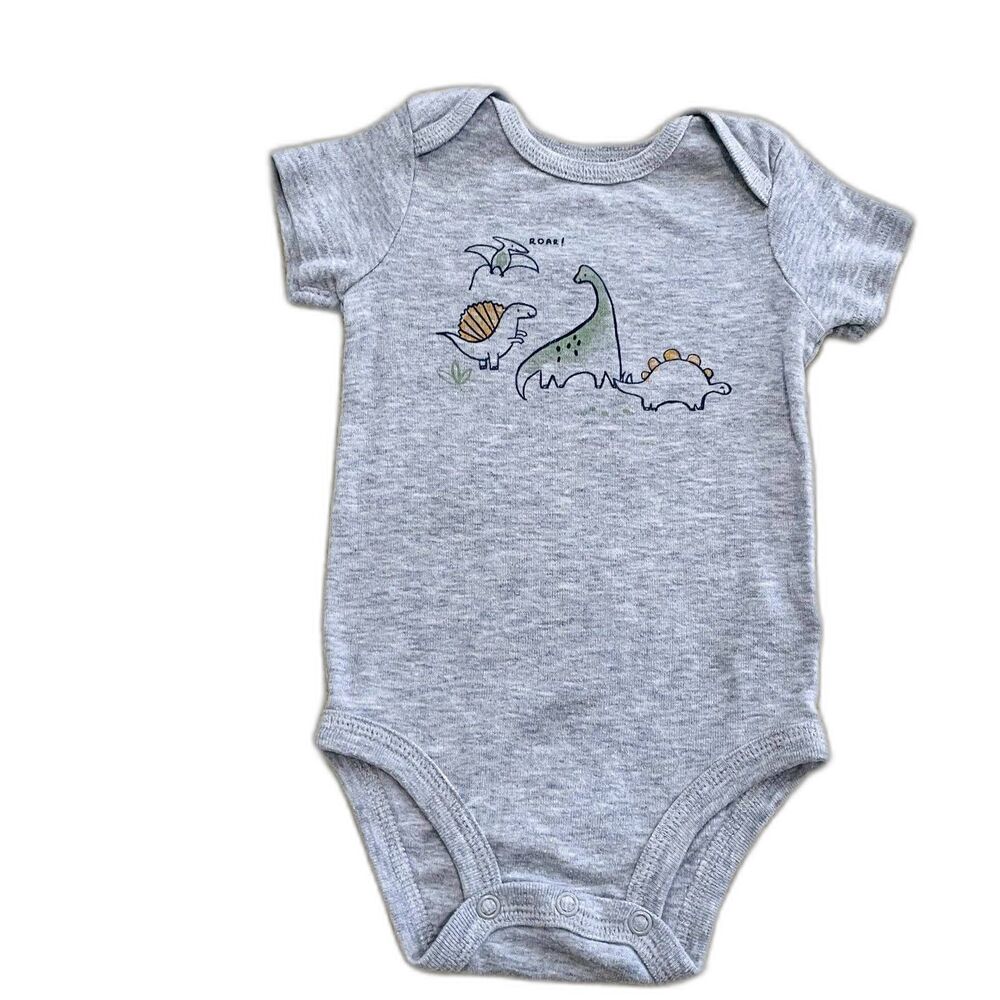 Carters Just One You Baby Boy Dinosaur Onesie Short Sleeve Snap Closure Size 6m